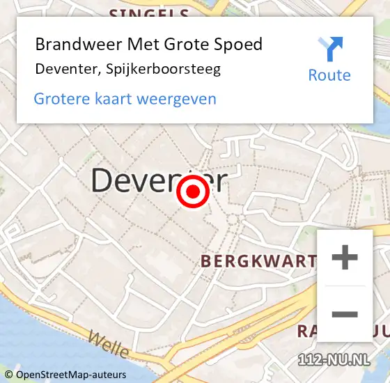 Locatie op kaart van de 112 melding: Brandweer Met Grote Spoed Naar Deventer, Spijkerboorsteeg op 26 mei 2017 05:34