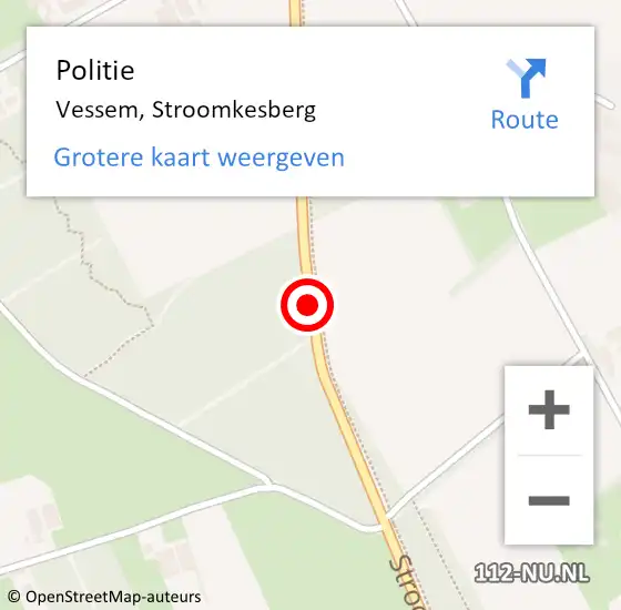 Locatie op kaart van de 112 melding: Politie Vessem, Stroomkesberg op 26 mei 2017 06:11