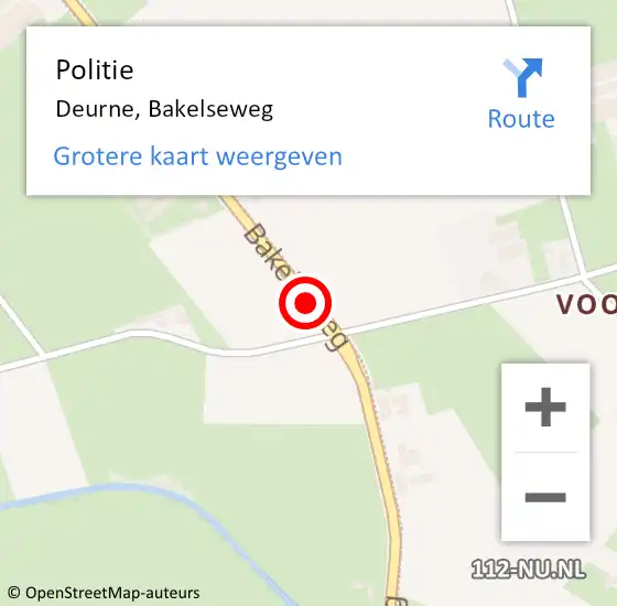 Locatie op kaart van de 112 melding: Politie Deurne, Bakelseweg op 26 mei 2017 06:30