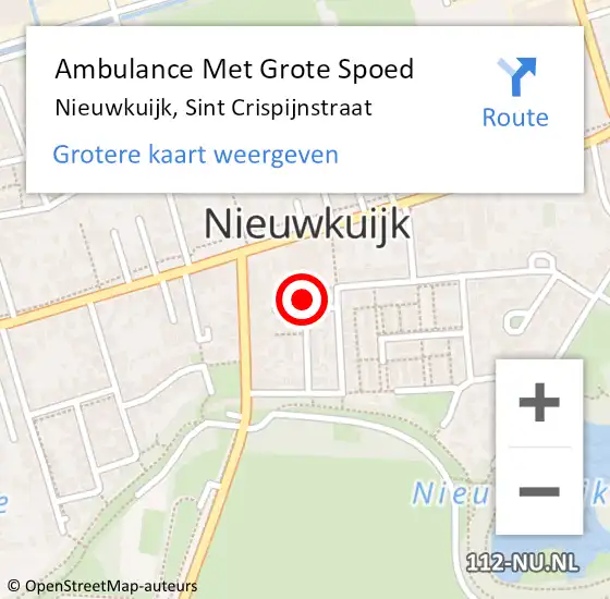 Locatie op kaart van de 112 melding: Ambulance Met Grote Spoed Naar Nieuwkuijk, Sint Crispijnstraat op 26 mei 2017 06:47