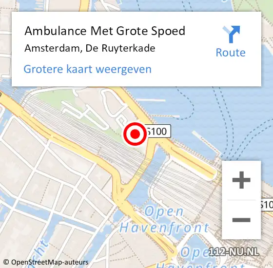 Locatie op kaart van de 112 melding: Ambulance Met Grote Spoed Naar Amsterdam, De Ruyterkade op 26 mei 2017 06:51