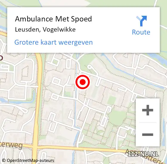 Locatie op kaart van de 112 melding: Ambulance Met Spoed Naar Leusden, Vogelwikke op 26 mei 2017 07:14