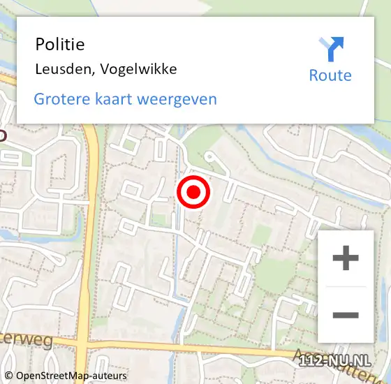 Locatie op kaart van de 112 melding: Politie Leusden, Vogelwikke op 26 mei 2017 07:14