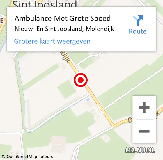 Locatie op kaart van de 112 melding: Ambulance Met Grote Spoed Naar Nieuw- En Sint Joosland, Molendijk op 26 mei 2017 07:17