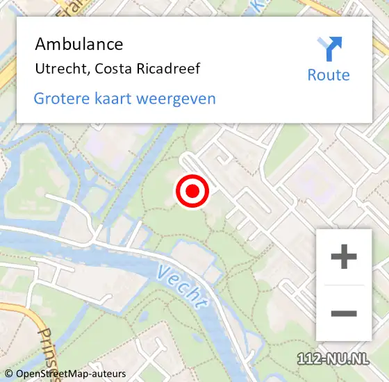 Locatie op kaart van de 112 melding: Ambulance Utrecht, Costa Ricadreef op 26 mei 2017 07:17