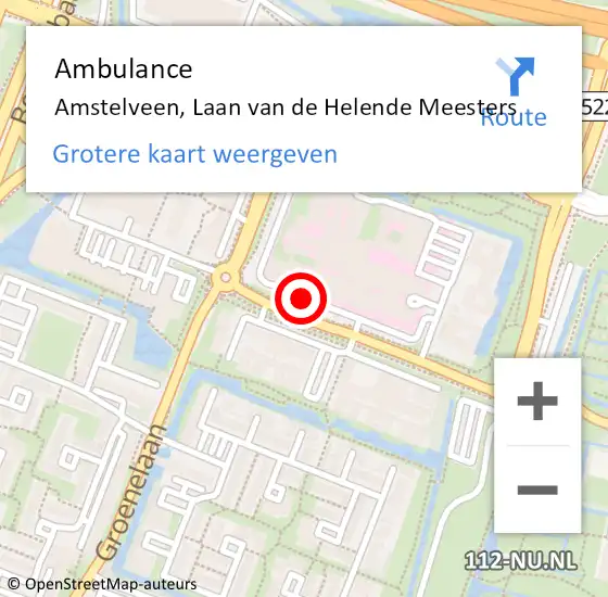 Locatie op kaart van de 112 melding: Ambulance Amstelveen, Laan van de Helende Meesters op 26 mei 2017 07:26