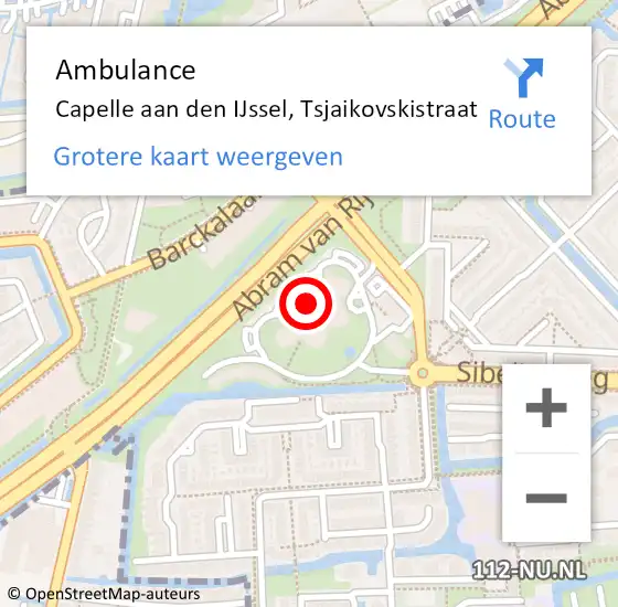 Locatie op kaart van de 112 melding: Ambulance Capelle aan den IJssel, Tsjaikovskistraat op 26 mei 2017 07:30