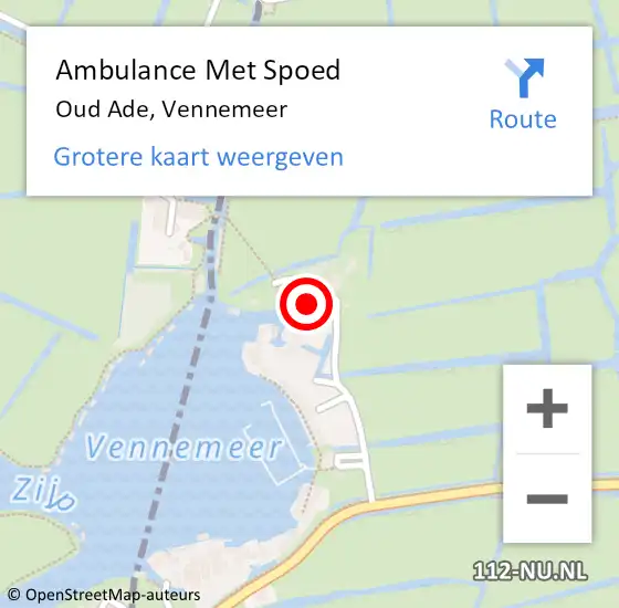 Locatie op kaart van de 112 melding: Ambulance Met Spoed Naar Oud Ade, Vennemeer op 26 mei 2017 12:43