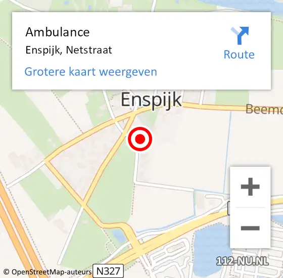 Locatie op kaart van de 112 melding: Ambulance Enspijk, Netstraat op 26 mei 2017 14:35