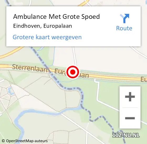 Locatie op kaart van de 112 melding: Ambulance Met Grote Spoed Naar Eindhoven, Europalaan op 26 mei 2017 22:27