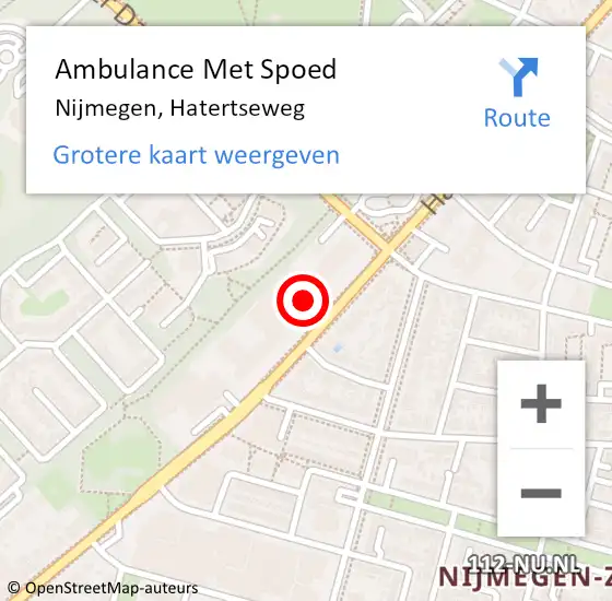 Locatie op kaart van de 112 melding: Ambulance Met Spoed Naar Nijmegen, Hatertseweg op 26 mei 2017 22:42