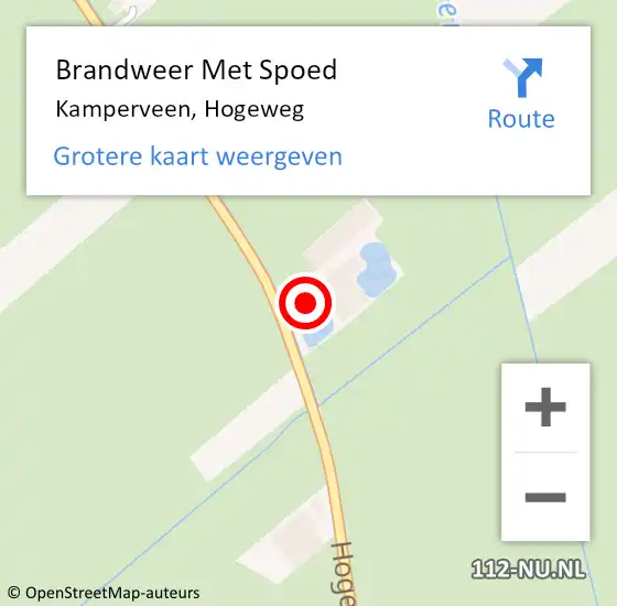 Locatie op kaart van de 112 melding: Brandweer Met Spoed Naar Kamperveen, Hogeweg op 27 mei 2017 01:19