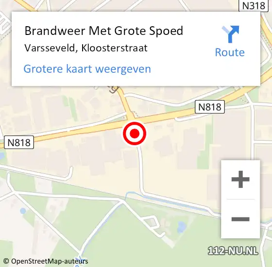 Locatie op kaart van de 112 melding: Brandweer Met Grote Spoed Naar Varsseveld, Kloosterstraat op 27 mei 2017 01:36
