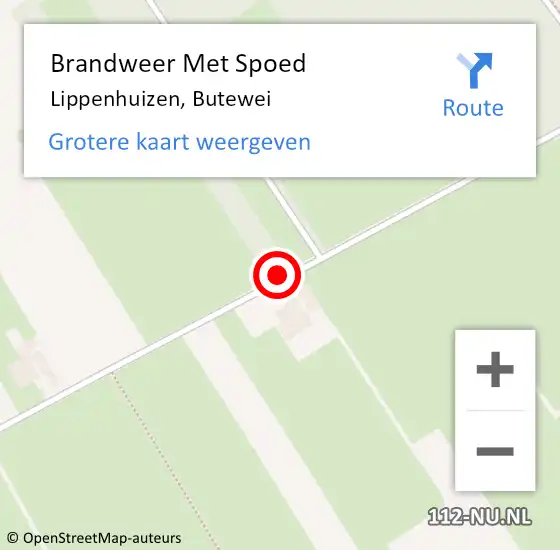 Locatie op kaart van de 112 melding: Brandweer Met Spoed Naar Lippenhuizen, Butewei op 27 mei 2017 01:44