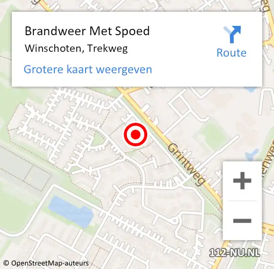 Locatie op kaart van de 112 melding: Brandweer Met Spoed Naar Winschoten, Trekweg op 27 mei 2017 03:21