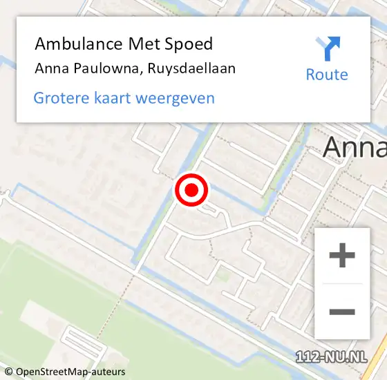 Locatie op kaart van de 112 melding: Ambulance Met Spoed Naar Anna Paulowna, Ruysdaellaan op 27 mei 2017 06:38