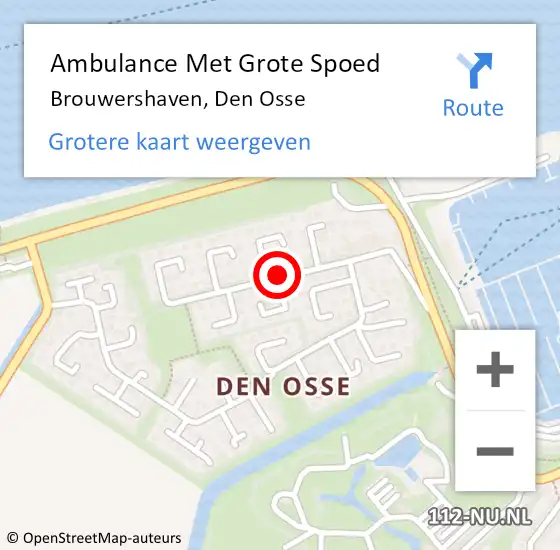 Locatie op kaart van de 112 melding: Ambulance Met Grote Spoed Naar Brouwershaven, Den Osse op 27 mei 2017 08:59