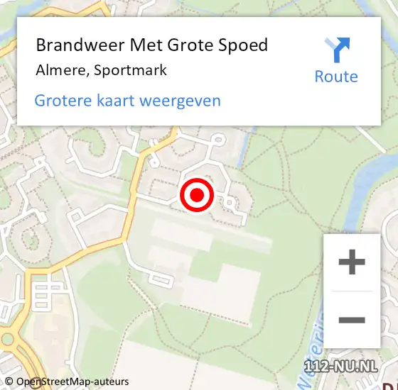 Locatie op kaart van de 112 melding: Brandweer Met Grote Spoed Naar Almere, Sportmark op 27 mei 2017 11:21