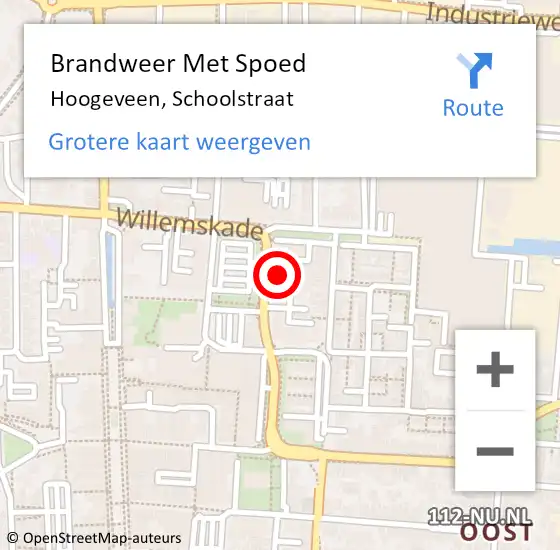 Locatie op kaart van de 112 melding: Brandweer Met Spoed Naar Hoogeveen, Schoolstraat op 27 mei 2017 13:04