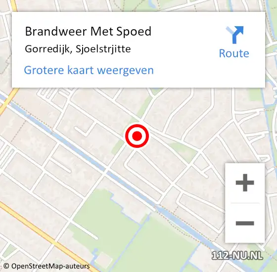 Locatie op kaart van de 112 melding: Brandweer Met Spoed Naar Gorredijk, Sjoelstrjitte op 27 mei 2017 13:06