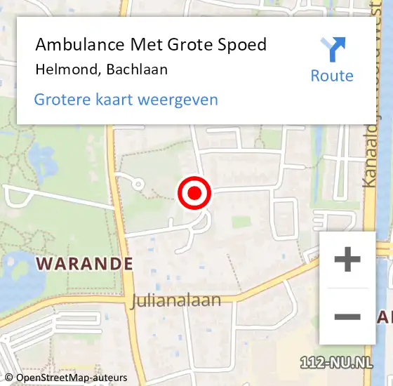 Locatie op kaart van de 112 melding: Ambulance Met Grote Spoed Naar Helmond, Bachlaan op 27 mei 2017 16:06