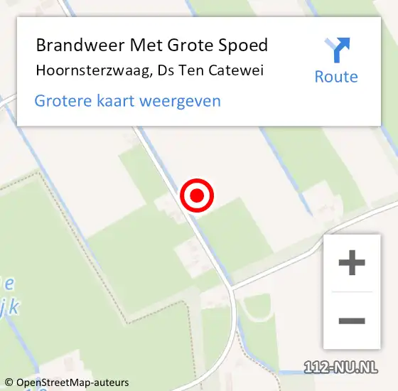 Locatie op kaart van de 112 melding: Brandweer Met Grote Spoed Naar Hoornsterzwaag, Ds Ten Catewei op 27 mei 2017 16:09