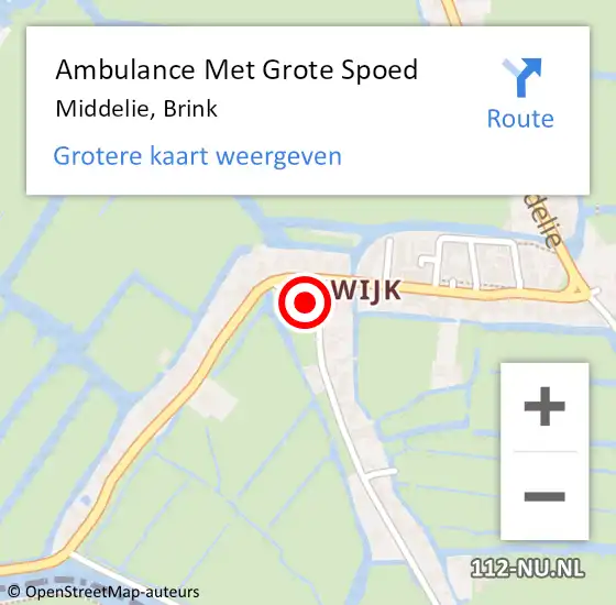 Locatie op kaart van de 112 melding: Ambulance Met Grote Spoed Naar Middelie, Brink op 27 mei 2017 16:15