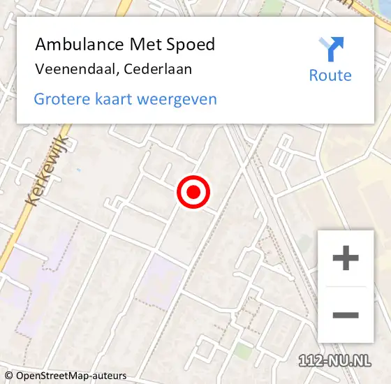 Locatie op kaart van de 112 melding: Ambulance Met Spoed Naar Veenendaal, Cederlaan op 27 mei 2017 16:57