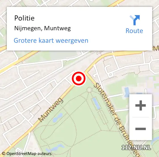 Locatie op kaart van de 112 melding: Politie Nijmegen, Muntweg op 27 mei 2017 21:10