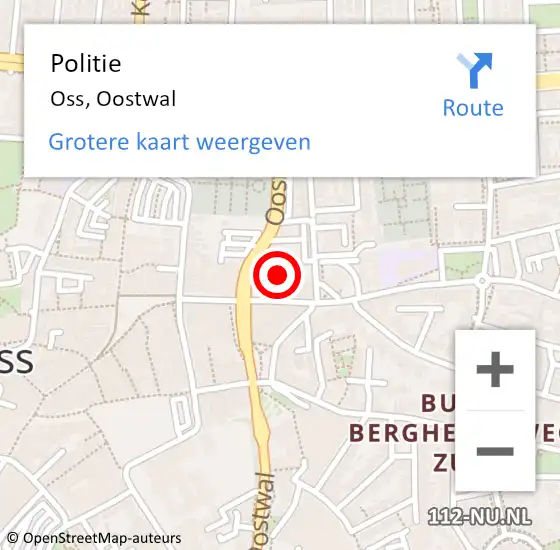 Locatie op kaart van de 112 melding: Politie Oss, Oostwal op 27 mei 2017 22:22
