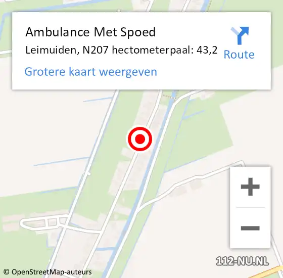 Locatie op kaart van de 112 melding: Ambulance Met Spoed Naar Leimuiden, N207 hectometerpaal: 43,2 op 27 mei 2017 22:30