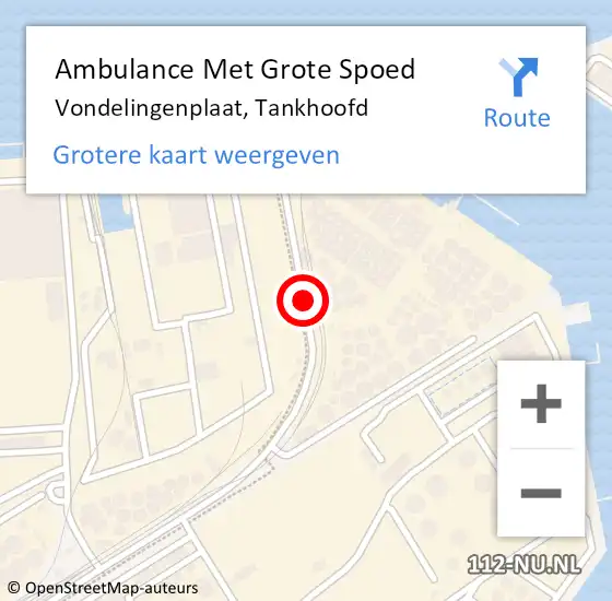 Locatie op kaart van de 112 melding: Ambulance Met Grote Spoed Naar Vondelingenplaat, Tankhoofd op 27 mei 2017 23:10