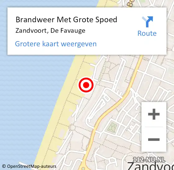 Locatie op kaart van de 112 melding: Brandweer Met Grote Spoed Naar Zandvoort, De Favauge op 28 mei 2017 01:58