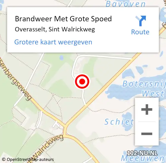 Locatie op kaart van de 112 melding: Brandweer Met Grote Spoed Naar Overasselt, Sint Walrickweg op 28 mei 2017 02:06