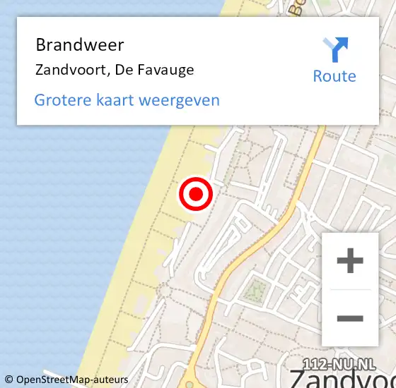 Locatie op kaart van de 112 melding: Brandweer Zandvoort, De Favauge op 28 mei 2017 02:08