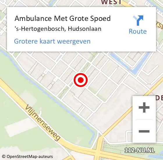 Locatie op kaart van de 112 melding: Ambulance Met Grote Spoed Naar 's-Hertogenbosch, Hudsonlaan op 28 mei 2017 02:44