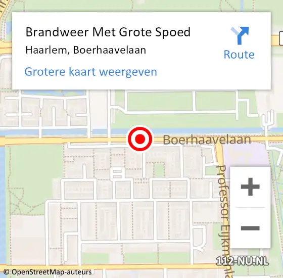 Locatie op kaart van de 112 melding: Brandweer Met Grote Spoed Naar Haarlem, Boerhaavelaan op 28 mei 2017 02:57