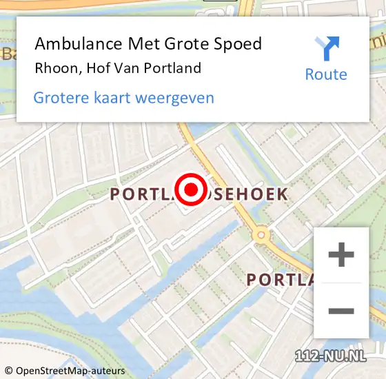 Locatie op kaart van de 112 melding: Ambulance Met Grote Spoed Naar Rhoon, Hof Van Portland op 28 mei 2017 02:59