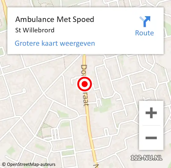Locatie op kaart van de 112 melding: Ambulance Met Spoed Naar St Willebrord op 28 mei 2017 03:13