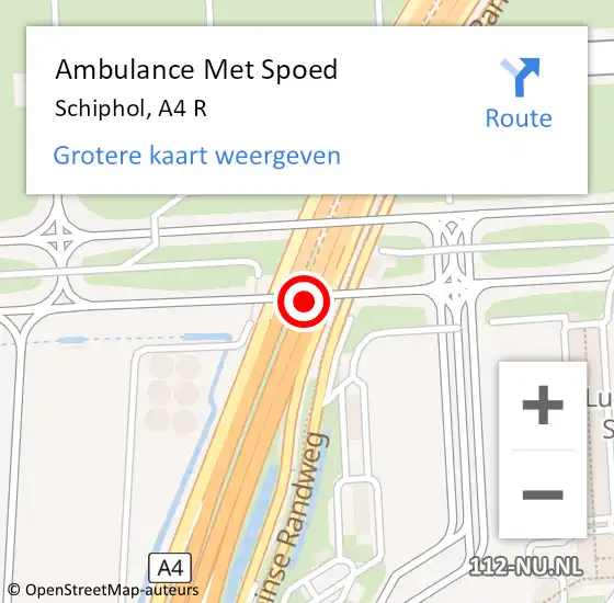 Locatie op kaart van de 112 melding: Ambulance Met Spoed Naar Schiphol, A4 R op 28 mei 2017 06:46