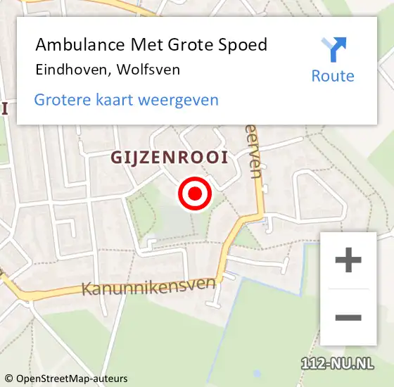 Locatie op kaart van de 112 melding: Ambulance Met Grote Spoed Naar Eindhoven, Wolfsven op 28 mei 2017 07:17