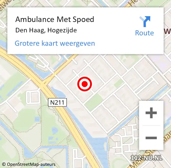 Locatie op kaart van de 112 melding: Ambulance Met Spoed Naar Den Haag, Hogezijde op 28 mei 2017 11:54