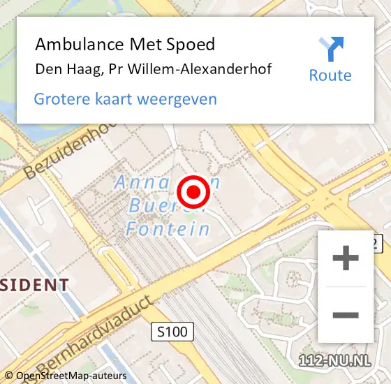Locatie op kaart van de 112 melding: Ambulance Met Spoed Naar Den Haag, Pr Willem-Alexanderhof op 28 mei 2017 14:16