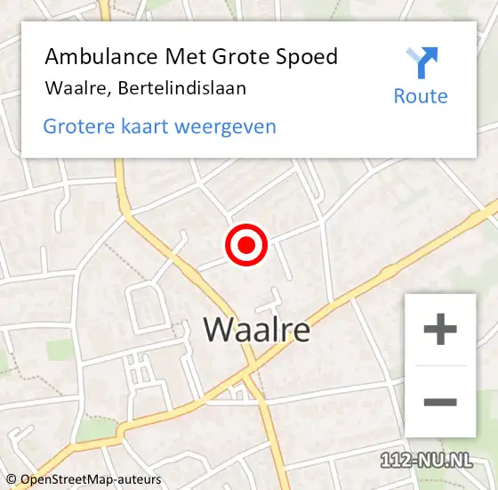 Locatie op kaart van de 112 melding: Ambulance Met Grote Spoed Naar Waalre, Bertelindislaan op 28 mei 2017 14:32