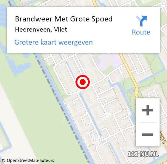 Locatie op kaart van de 112 melding: Brandweer Met Grote Spoed Naar Heerenveen, Vliet op 28 mei 2017 19:06