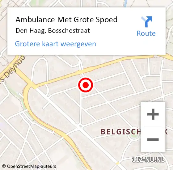 Locatie op kaart van de 112 melding: Ambulance Met Grote Spoed Naar Den Haag, Bosschestraat op 28 mei 2017 19:54