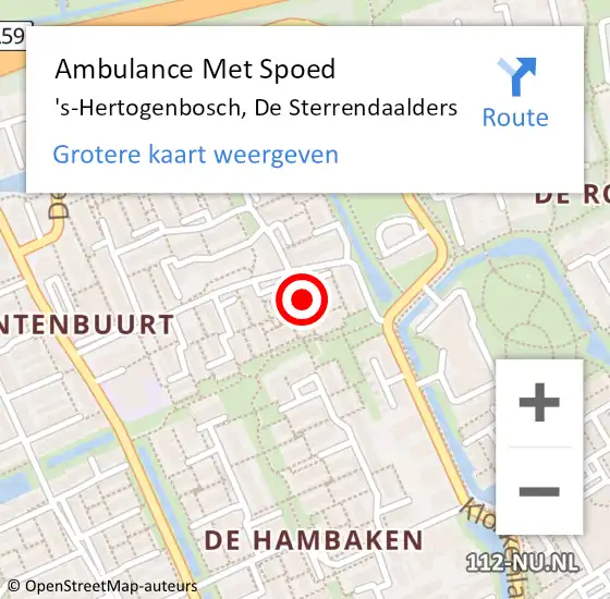 Locatie op kaart van de 112 melding: Ambulance Met Spoed Naar 's-Hertogenbosch, De Sterrendaalders op 28 mei 2017 20:37