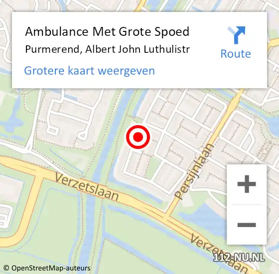Locatie op kaart van de 112 melding: Ambulance Met Grote Spoed Naar Purmerend, Albert John Luthulistr op 28 mei 2017 21:32