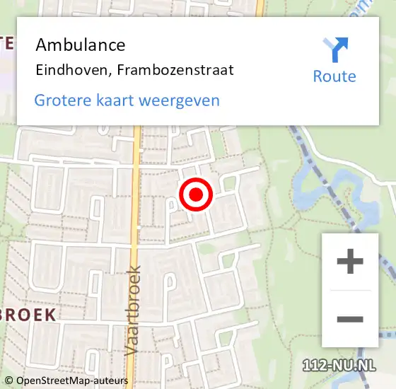 Locatie op kaart van de 112 melding: Ambulance Eindhoven, Frambozenstraat op 28 mei 2017 21:45