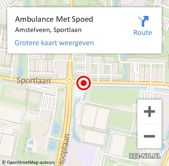 Locatie op kaart van de 112 melding: Ambulance Met Spoed Naar Amstelveen, Sportlaan op 28 mei 2017 21:49